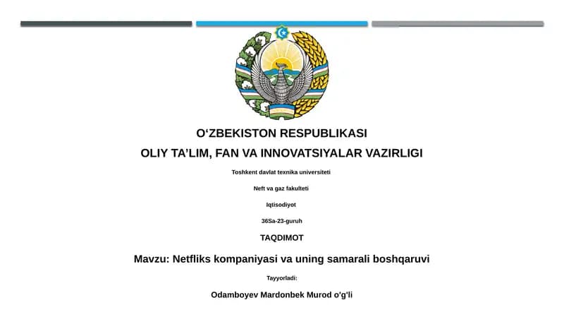 Netfliks kompaniyasi va uning samarali boshqaruvi
