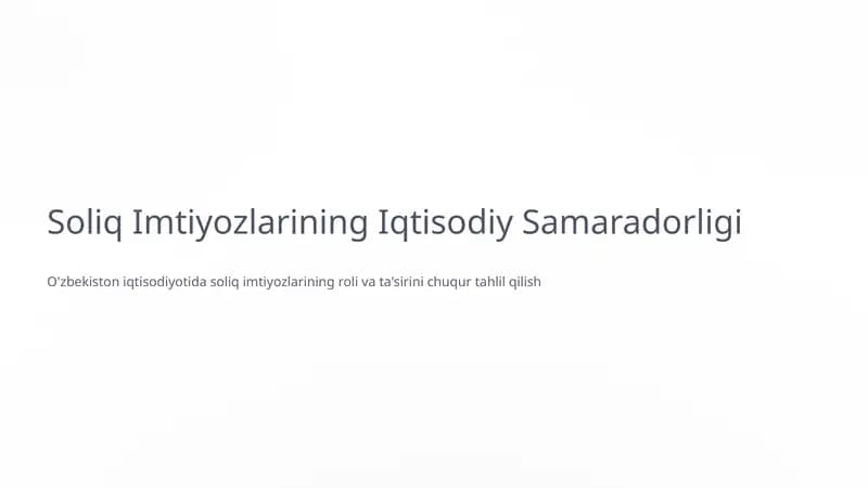 Soliq Imtiyozlarining Iqtisodiy Samaradorligi