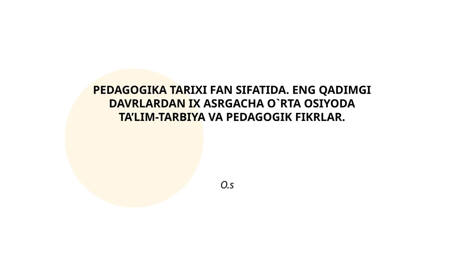 PEDAGOGIKA TARIXI FAN SIFATIDA