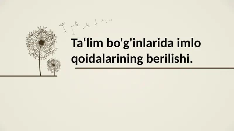 Ta‘lim bo'g'inlarida imlo qoidalarining berilishi.