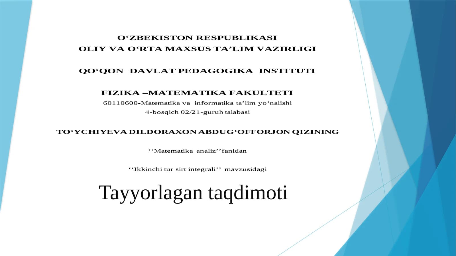 Tayyorlagan taqdimoti