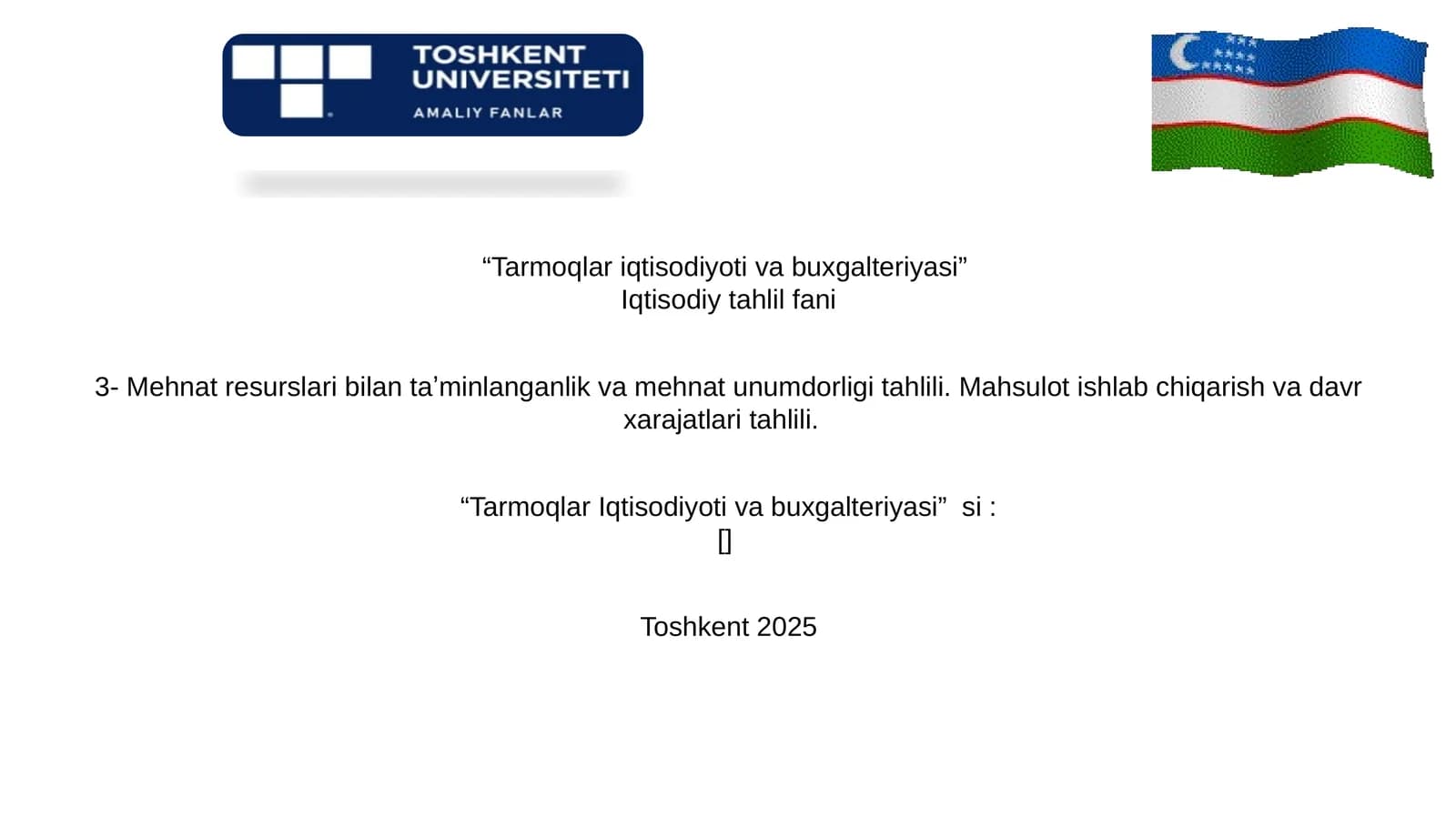 3-Mavzu: Mehnat resurslari bilan taʼminlanganlik va mehnat unumdorligi tahlili. Mahsulot ishlab chiqarish va davr xarajatlari tahlili