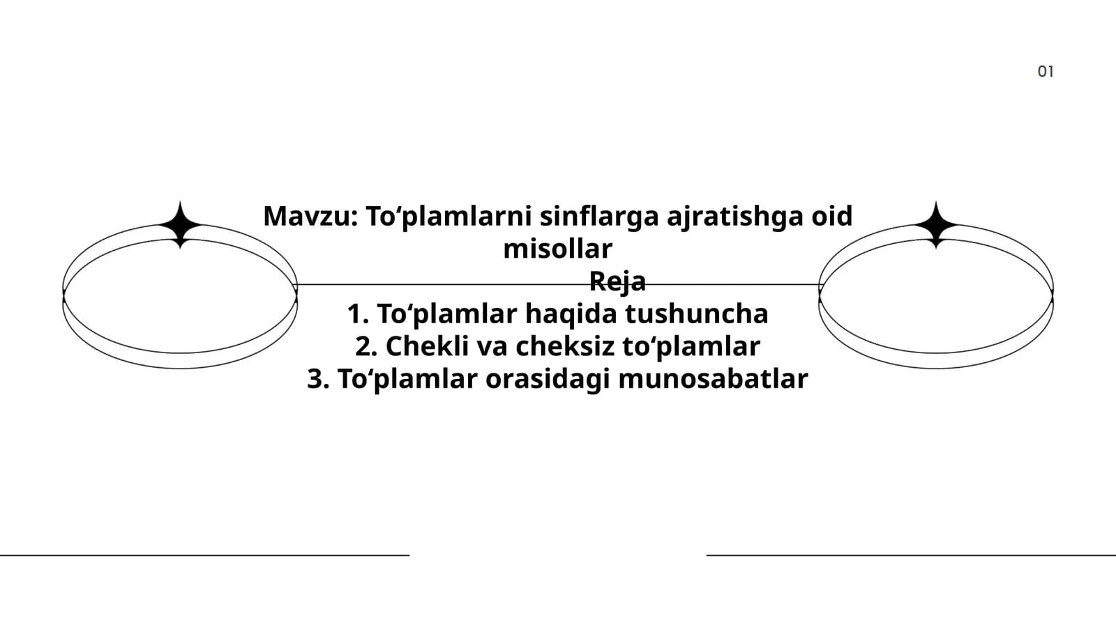 To‘plamlarni sinflarga ajratishga oid misollar
