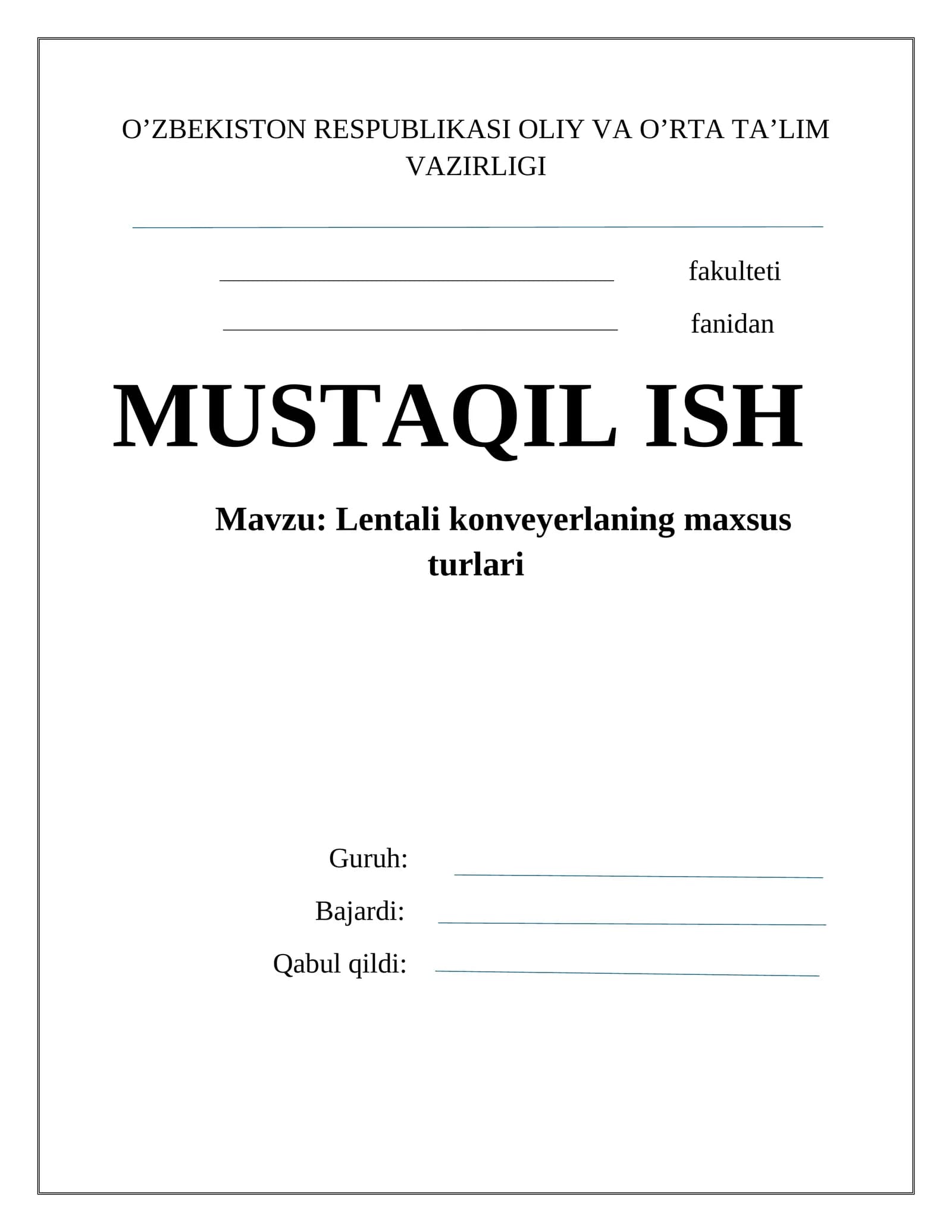 Lentali konveyerlaning maxsus turlari
