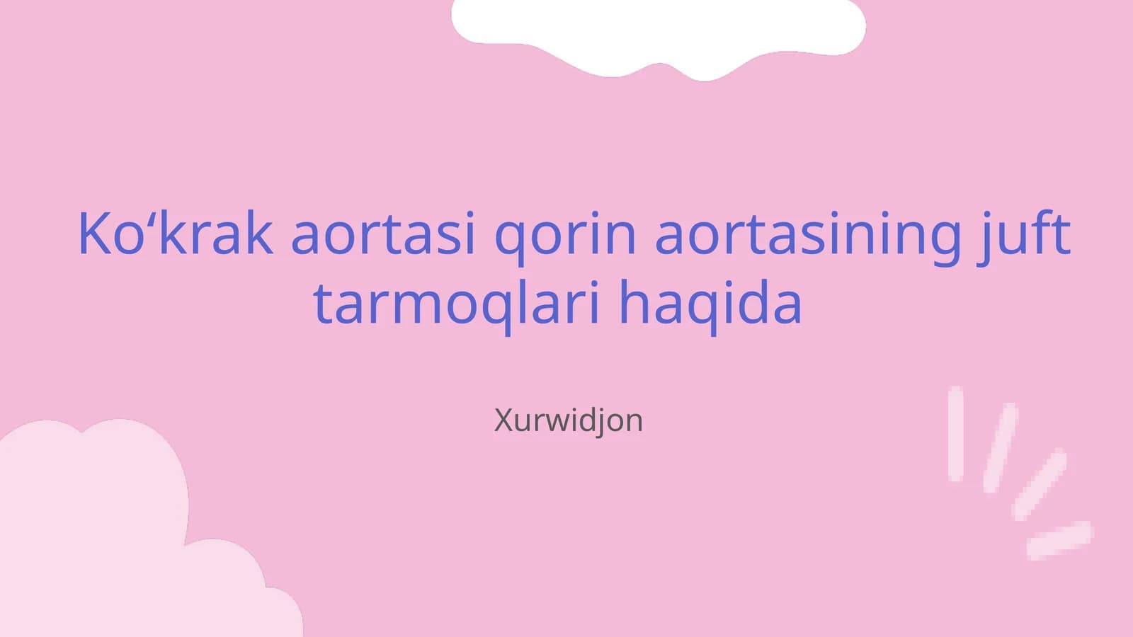 Koʻkrak aortasi qorin aortasining juft tarmoqlari haqida