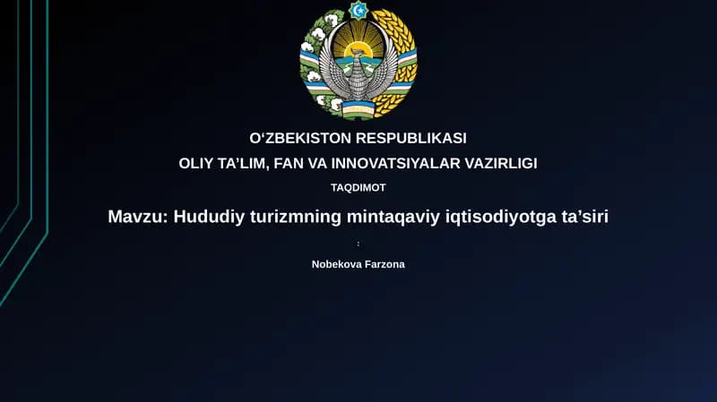 Hududiy turizmning iqtisodiy ta'siri