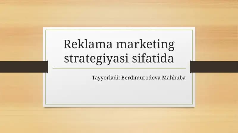 Reklama marketing strategiyasi