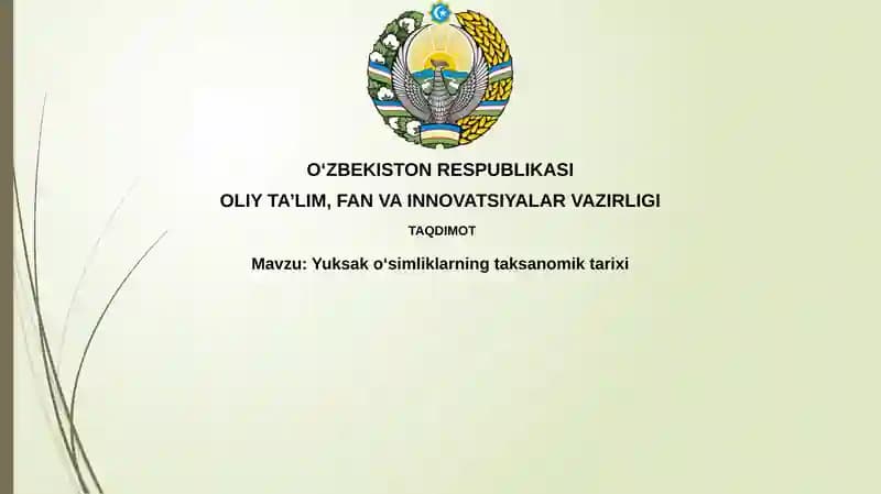 O'simliklarning yuqori taksonomik tarixiga kirish va ilk tasniflash tizimlari