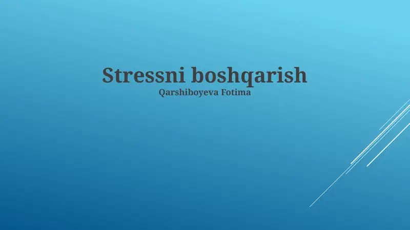 Stressni boshqarish