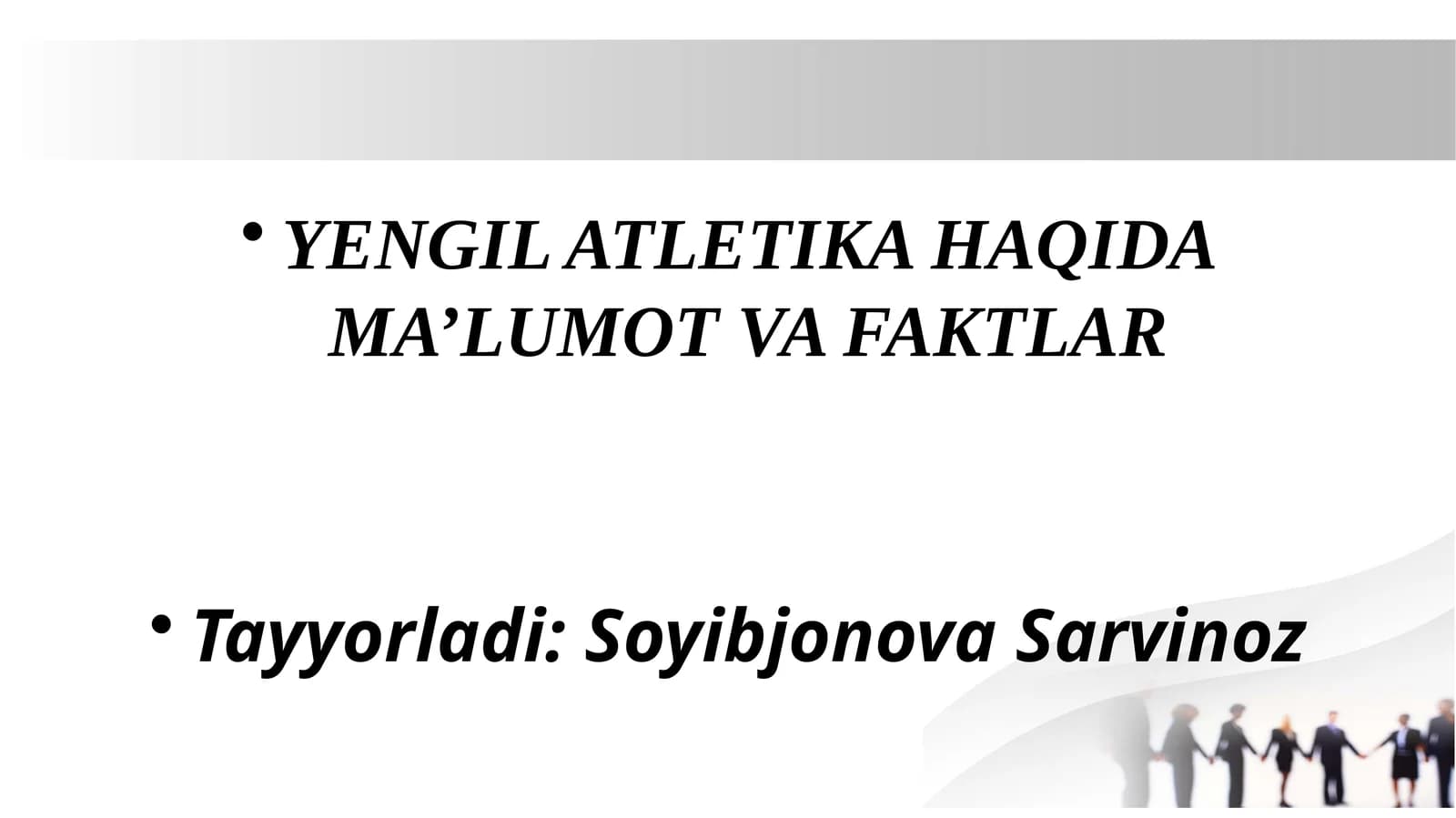 YENGIL ATLETIKA HAQIDA MA’LUMOT VA FAKTLAR