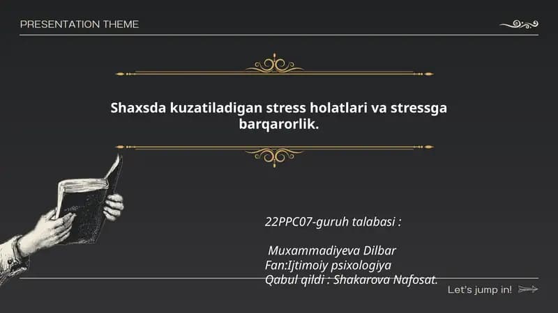 Stressning sabab va omillari
