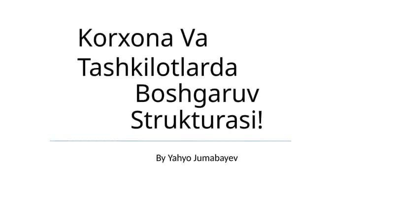 Korxona Va Tashkilotlarda Boshgaruv Strukturasi