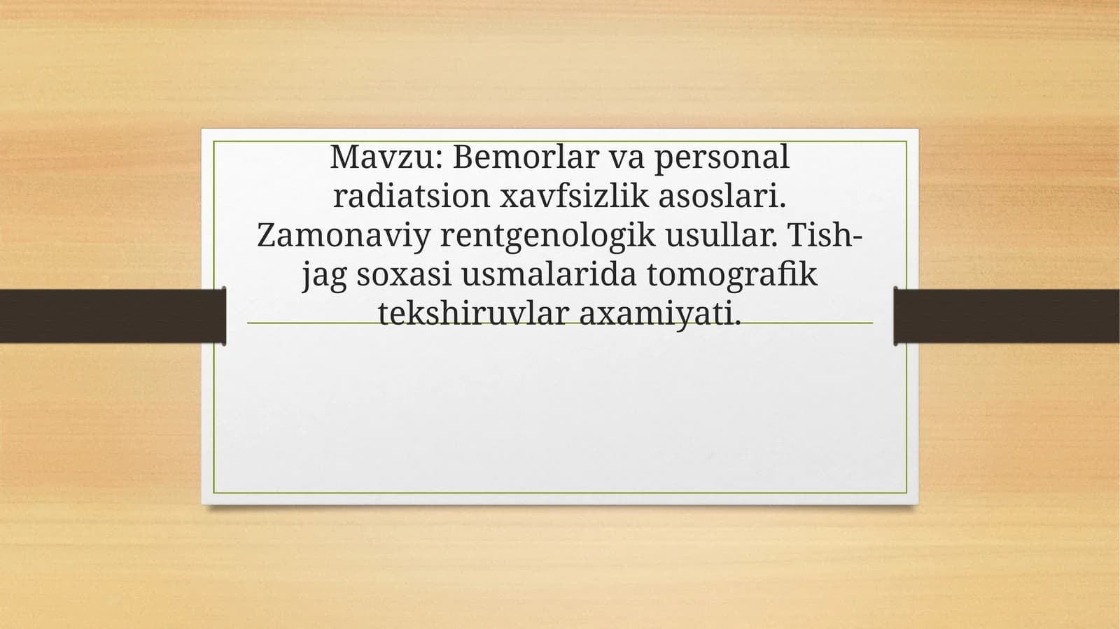 Bemorlar va personal radiatsion xavfsizlik asoslari