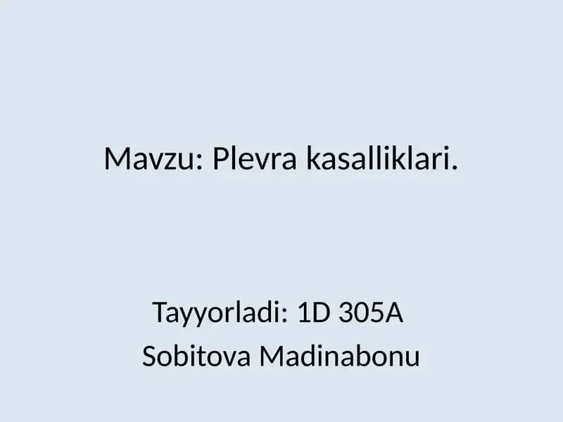 Plevra kasalliklari