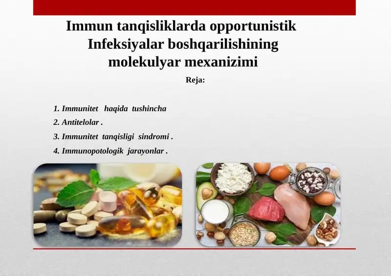 Immuntanqisliklardaopportunistik Infeksiyalar boshqarilishining molekulyar mexanizimi