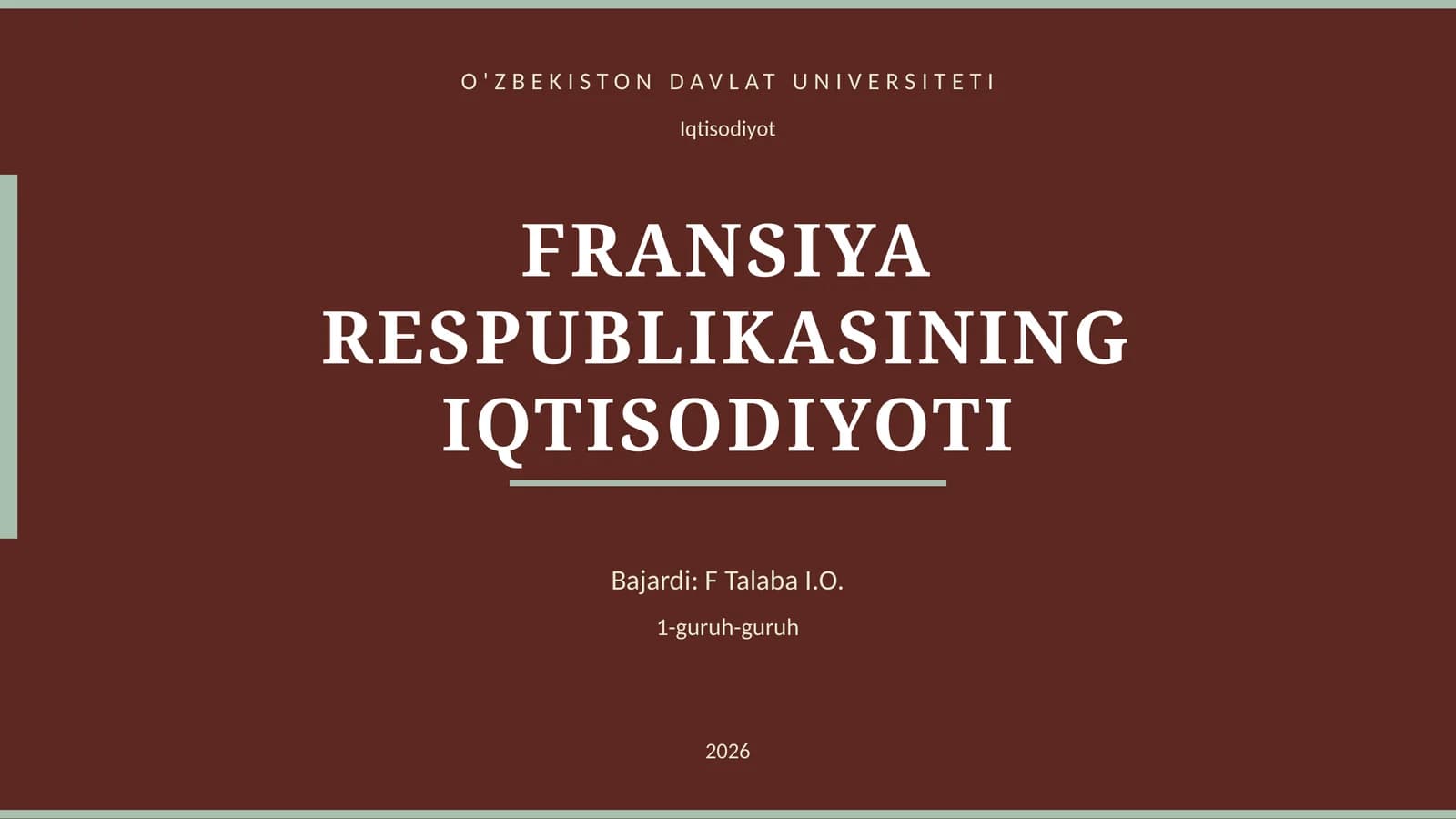 FRANSIYA RESPUBLIKASINING IQTISODIYOTI