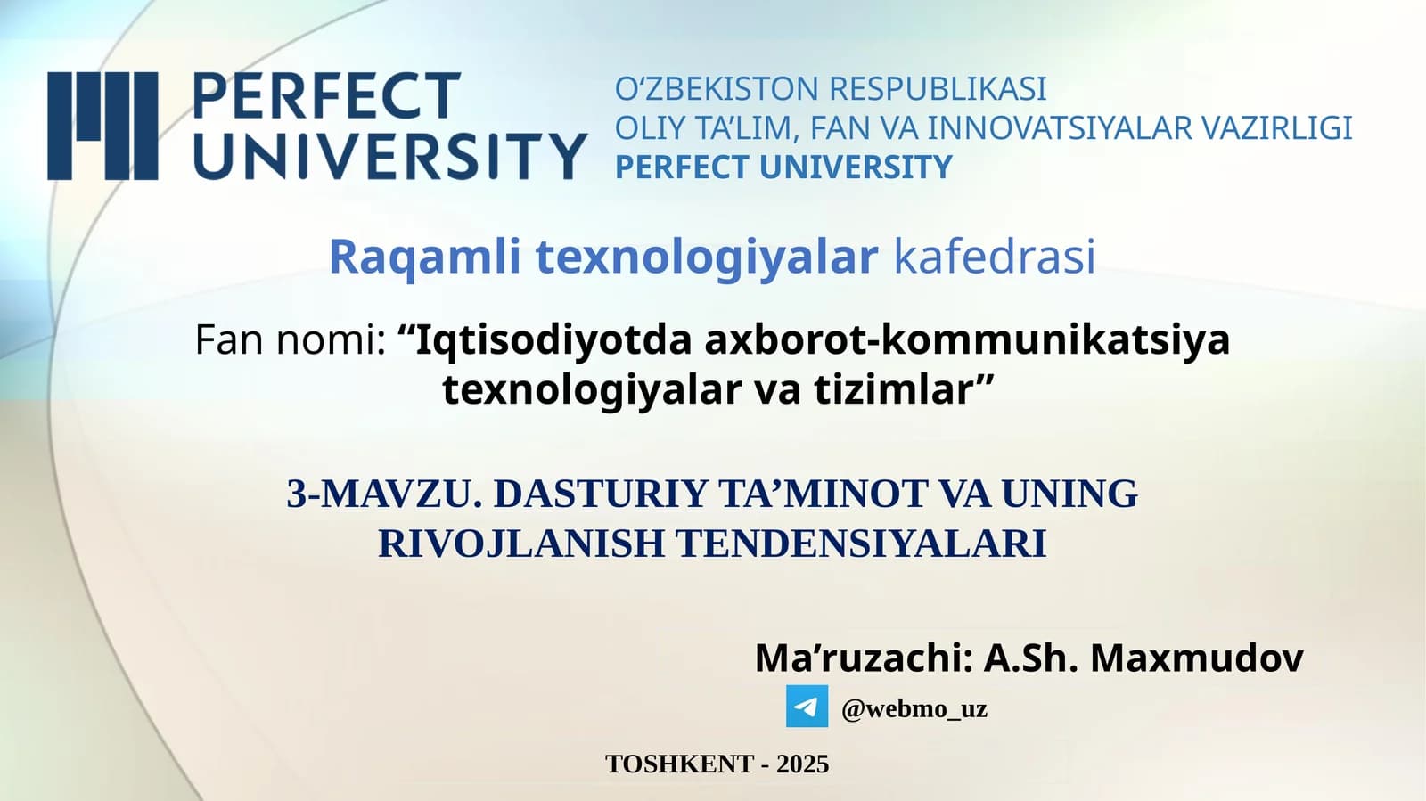 MAVZU.DASTURIY TA’MINOT VA UNING RIVOJLANISH TENDENSIYALARI