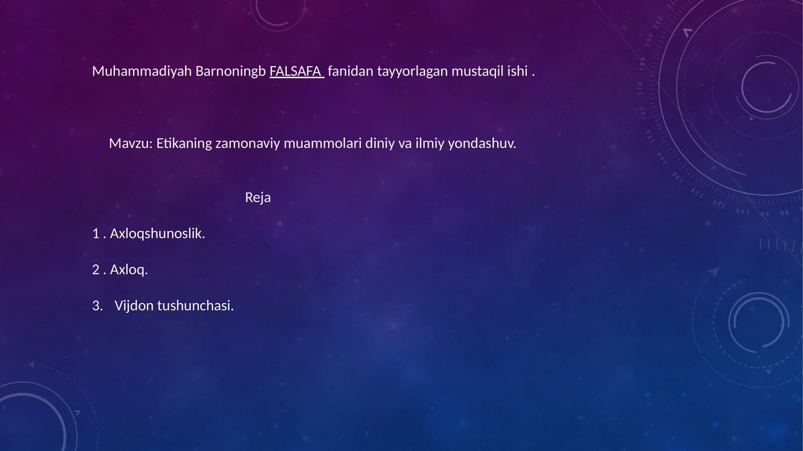 Etikaning zamonaviy muammolaridiniyva ilmiy yondashuv