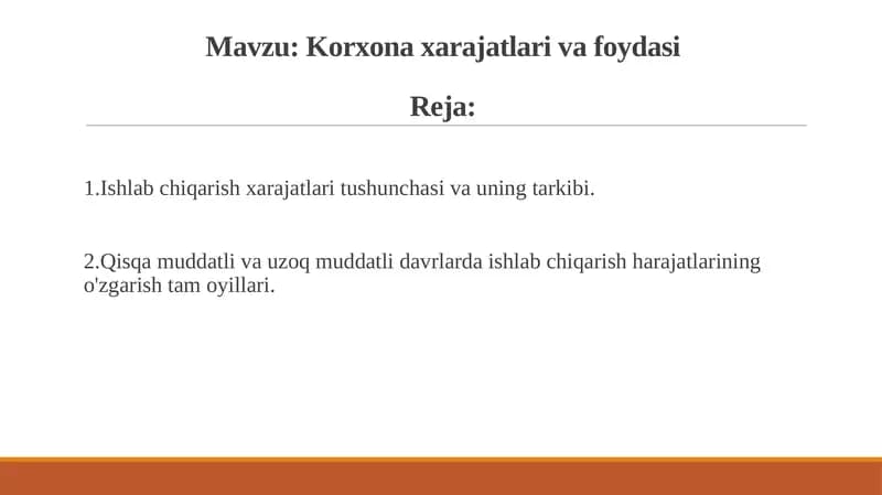 Korxona xarajatlari va foydasi haqida krossvord ham mavjud