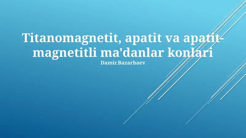 Titanomagnetit, apatit va apatit-magnetitli ma'danlar konlari
