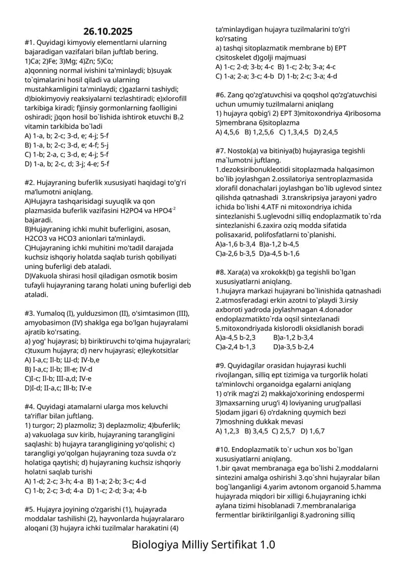 Kimyoviy Elementlar va ularning Vazifalari