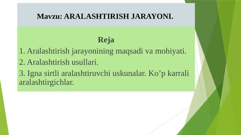 ARALASHTIRISH JARAYONI