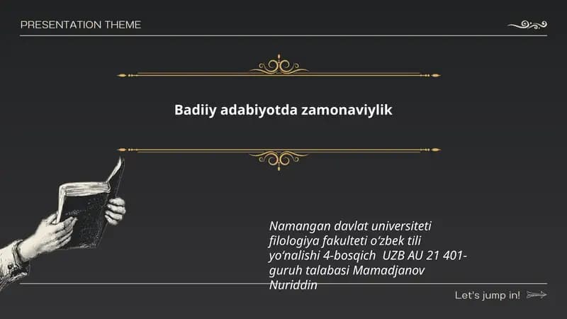 Zamonaviylik tushunchasi va uning badiiy adabiyotda ifodasi