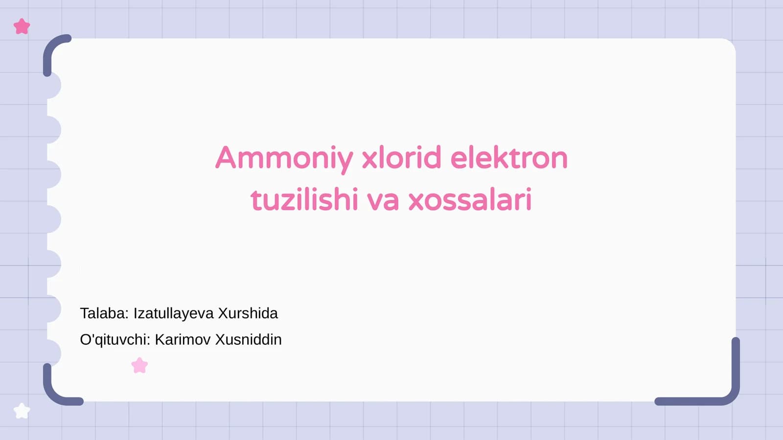 Ammoniy xlorid elektron tuzilishi va xossalari