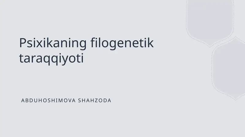 Psixikaning filogenetik taraqqiyoti