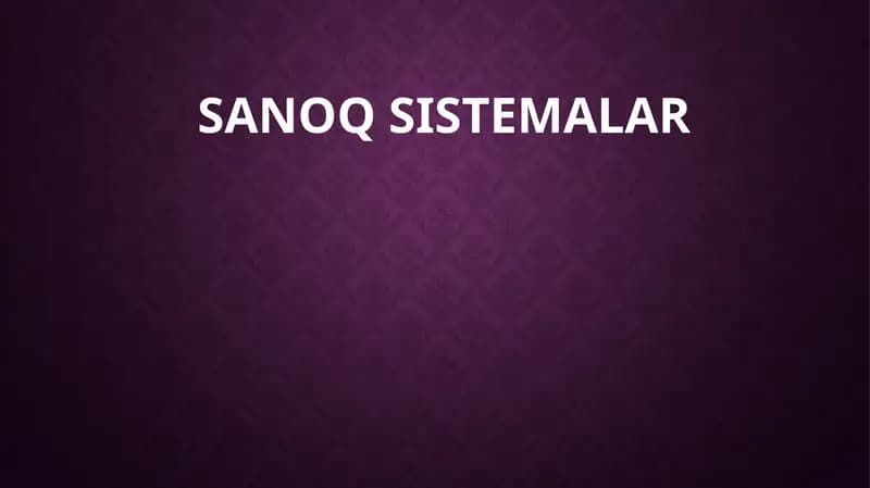 SANOQ SISTEMALAR