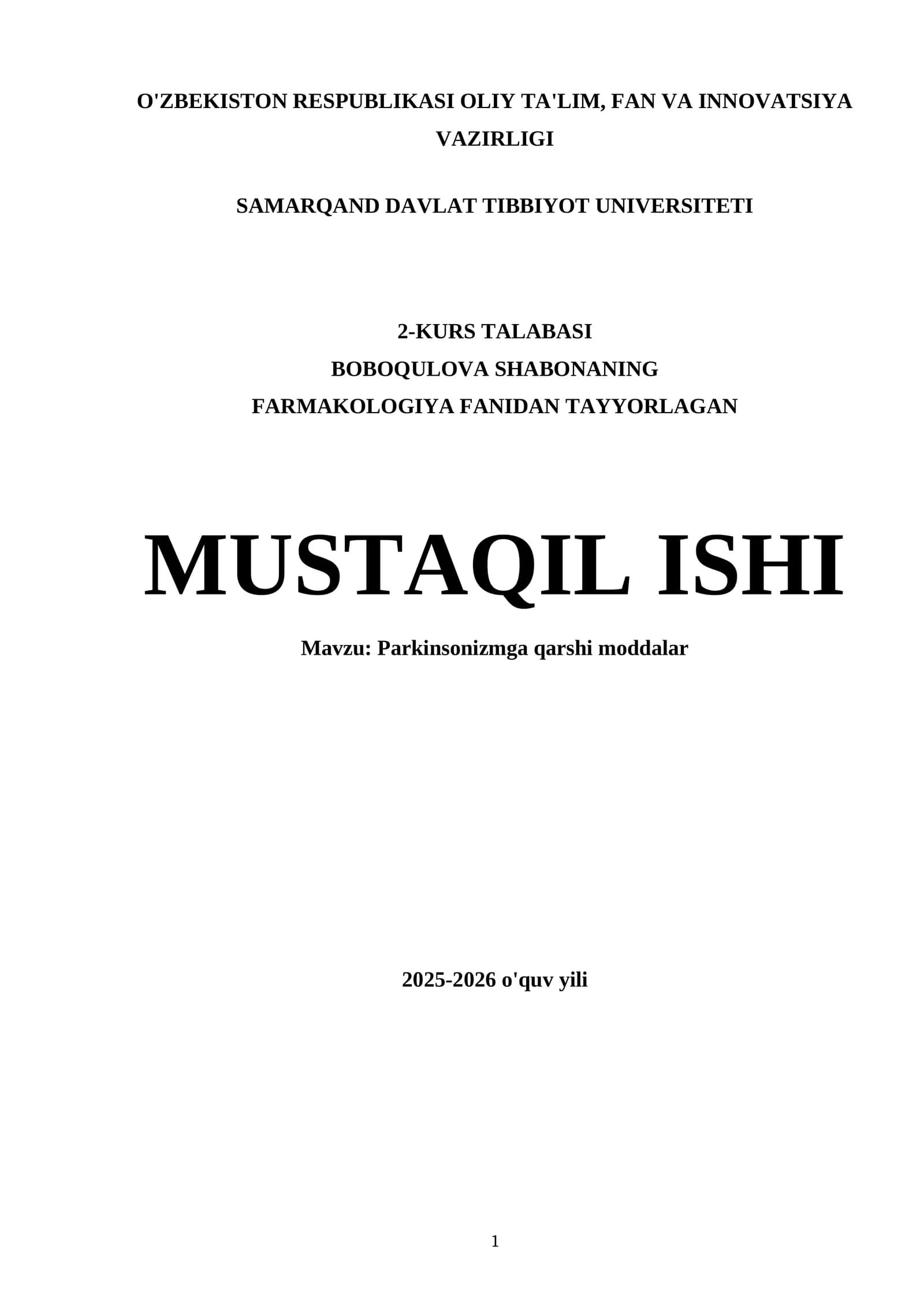 Parkinsonizmga qarshi moddalar