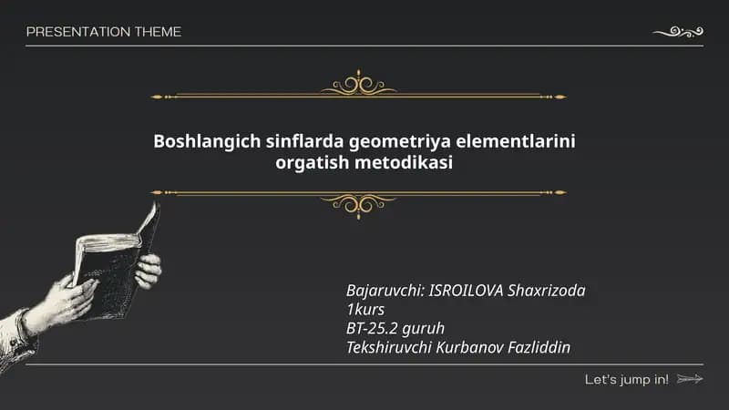 Boshlangich sinflarda geometriya elementlarini orgatish metodikasi