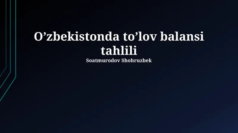 O'zbekistonda to’lov balansi tahlili