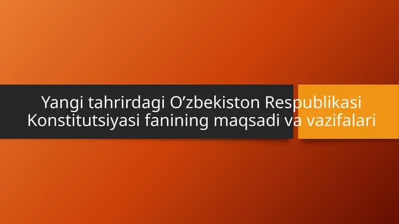 O‘zbekiston Respublikasi Konstitutsiyasi