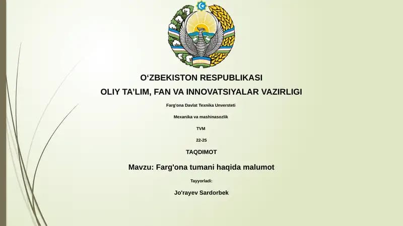 Farg'ona tumani haqida malumot