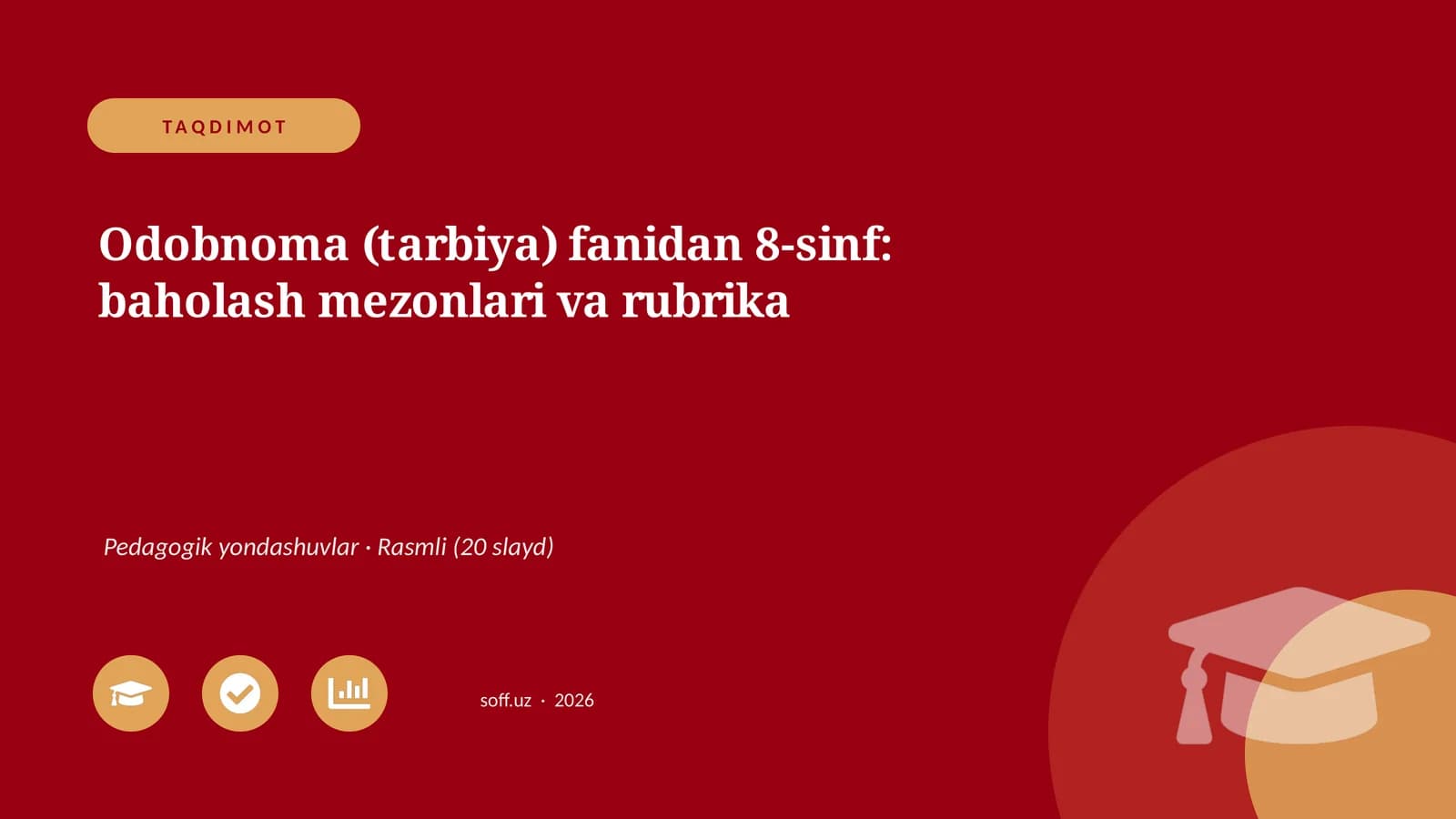 Odobnoma (tarbiya) fanidan 8-sinf: baholash mezonlari va rubrika
