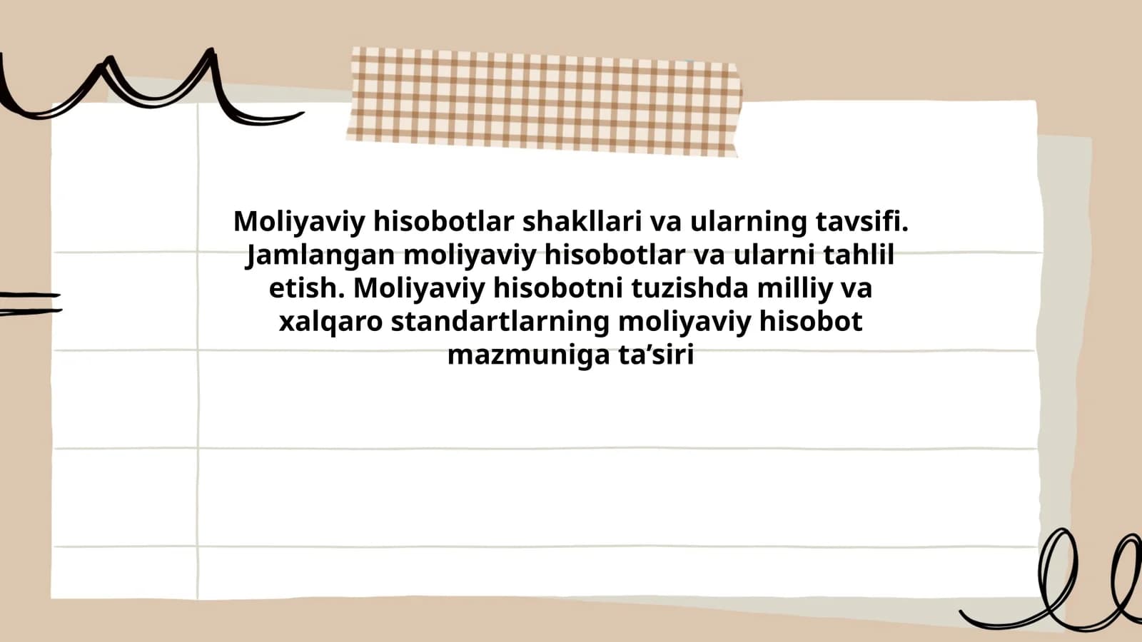 Moliyaviy hisobotlar shakllari va ularning tavsifi
