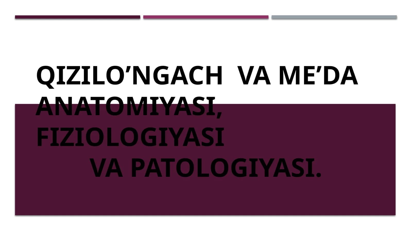 Qizilo’ngach va me’daanatomiyasi, fiziologiyasi va patologiyasi