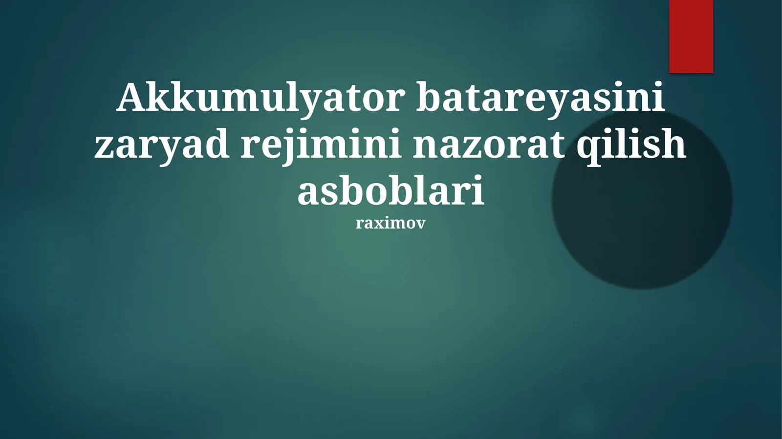 Zaryad rejimini nazorat qilish asboblari