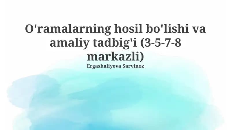 O'Ramallar Markazlarining Ahamiyati