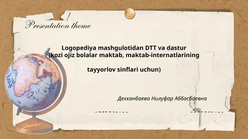 Logopediya mashgulotidan DTT va dastur