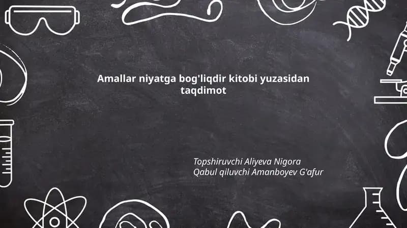 Amallar niyatga bog'liqdir kitobi yuzasidan taqdimot