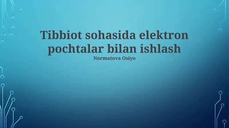 Tibbiot Platformasi Elektron Pochtalar