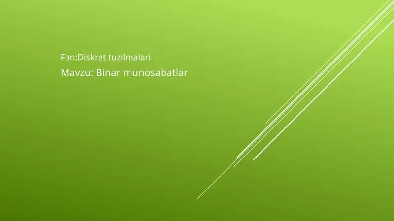 Binar Munosabatlar