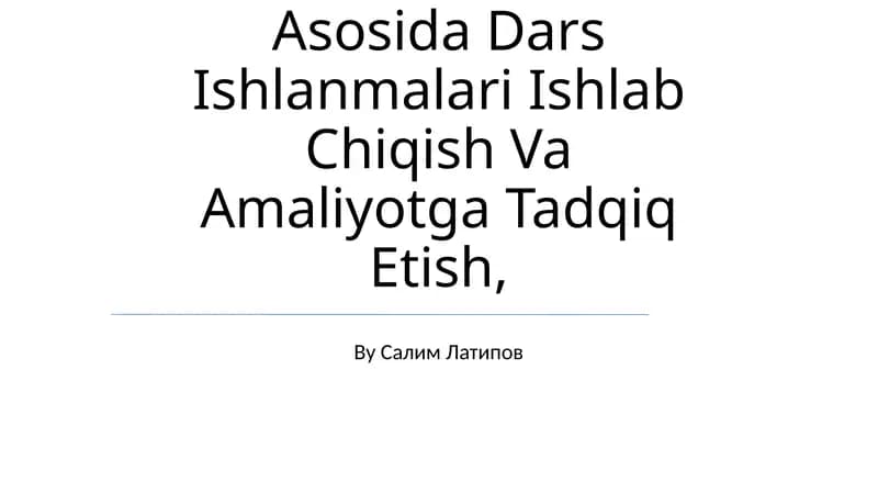 TIMSS, Pisa, Agma.Talis Xalqaro Baholash Dasturlariiga Doir Test Namunalari Bilan Tanishtirish