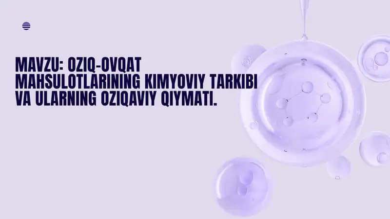 Oziq ovqat mahsulotlarining kimyoviy tarkibi