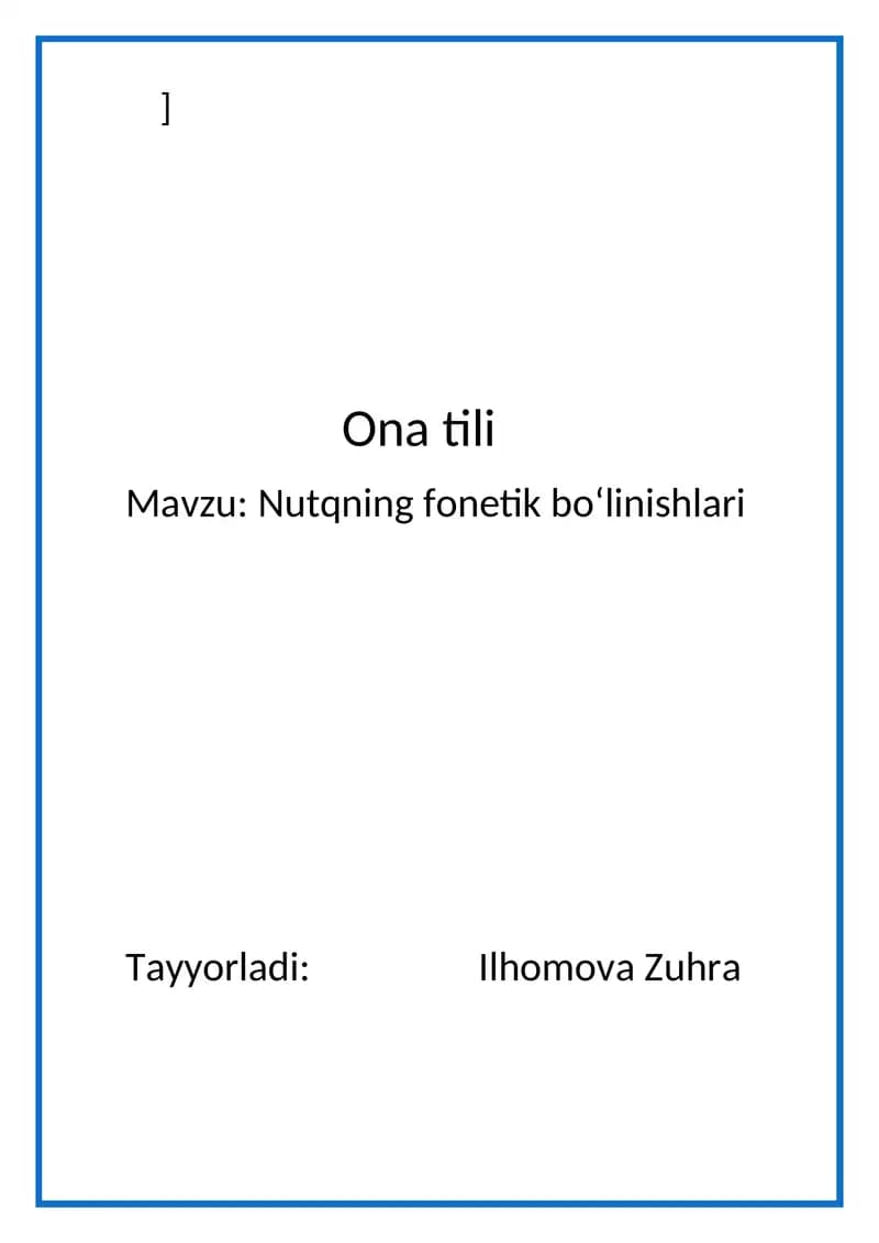 Nutqning fonetik boʻlinishlari