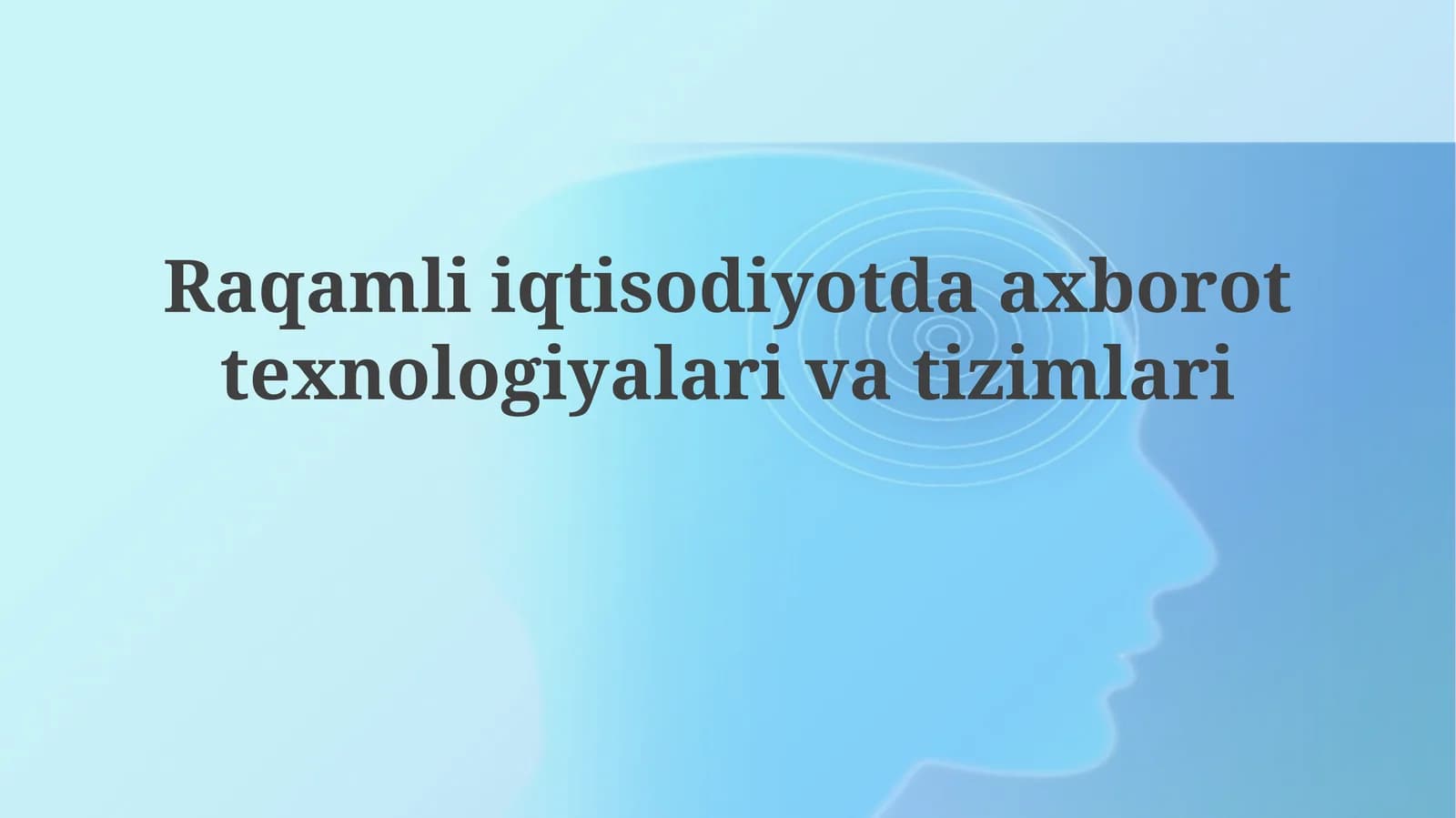 Raqamli iqtisodiyotda axborot texnologiyalari va tizimlari