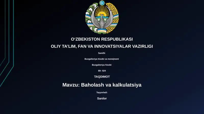 Baholash va kalkulatsiya