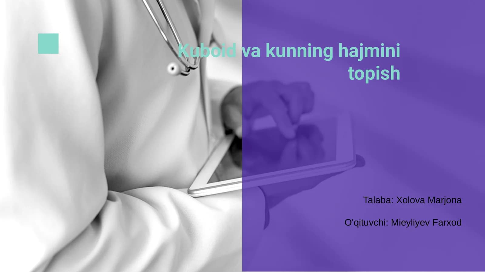 Kuboid va kunning hajmini topish